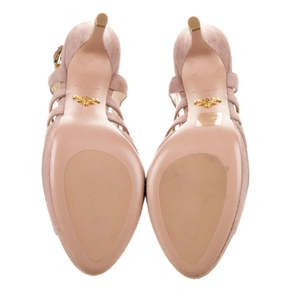 Prada Nude Dusty Pink Suede Heels Strappy Sandals size 38 - Picture 4 of 9